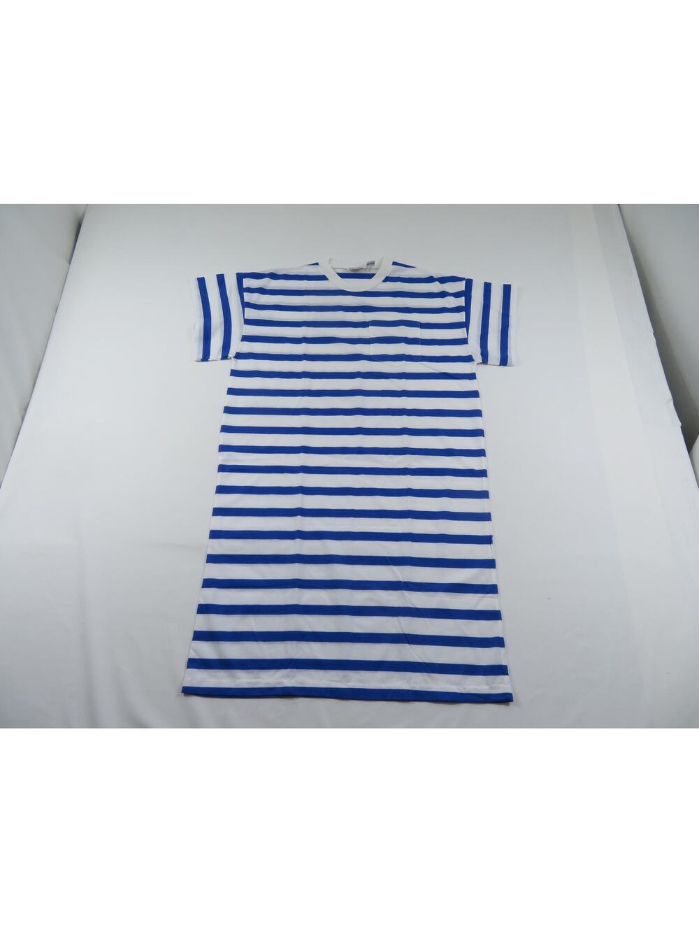 Favorites Sleeper Shirt, Striped Blue White With Pocket One Size Fits Most 1990s